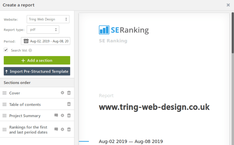 Search ranking position report generator